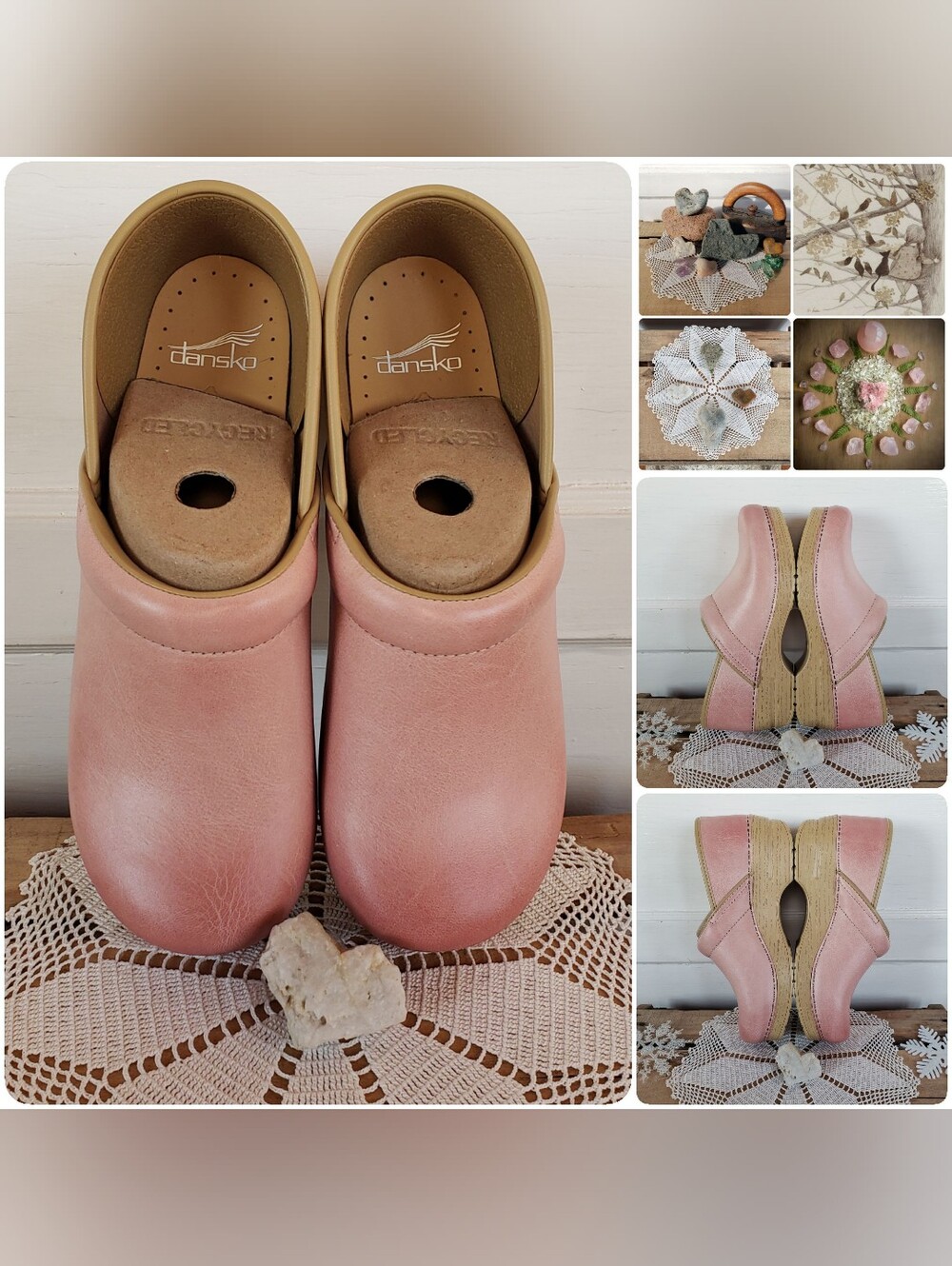 Rose Quartz Dansko Pro Honey Clog Pink Burnished Distressed Boho Cottage Prairie - Picture 9 of 14